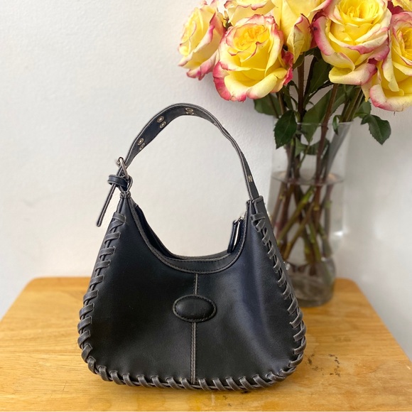 Vintage 1990s Black Mini Handbag with Silver Hardware | Retro Vibes Y2K Style - Picture 2 of 6